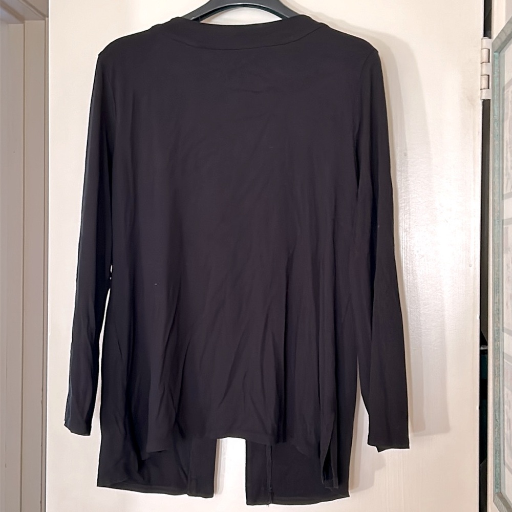 J. Jill black lightweight black blouse with front tying adjustable opening. - Picture 8 of 8
